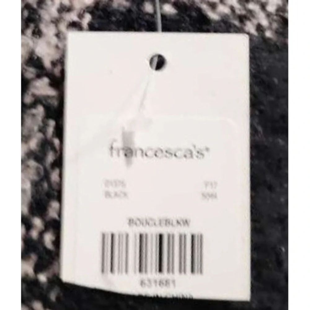 Francescas Plaid Scarf Boucle Black Red White Blue Fringe One Size Polyester‎